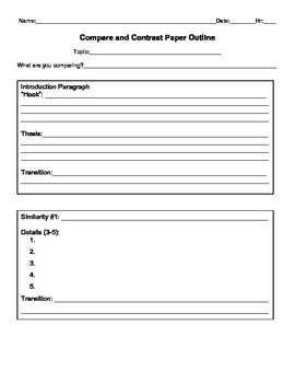 compare and contrast essay outline template pdf