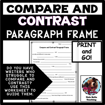 Preview of Compare and Contrast Paragraph Frame