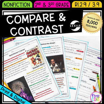 Preview of Compare and Contrast Reading Comprehension Passages and Questions RI.2.9 RI.3.9