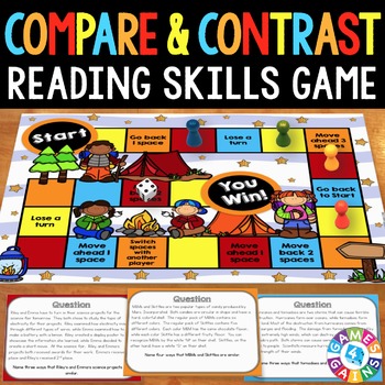 Preview of Compare & Contrast Passages Nonfiction Fiction Task Cards Activity 3rd-5th Grade