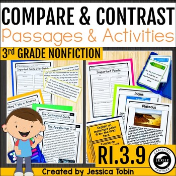 Preview of Compare & Contrast 2 Texts on Same Topic, Graphic Organizers, Passages RI.3.9