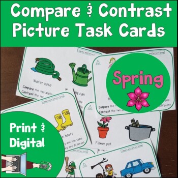 Preview of Compare and Contrast Task Cards Spring