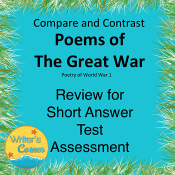 Preview of AP Analysis: Poems of the Great War, Compare and Contrast, Short Answer Question