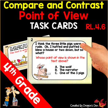 Preview of Compare and Contrast Point of View Task Cards  RL.4.6  Print and Digital