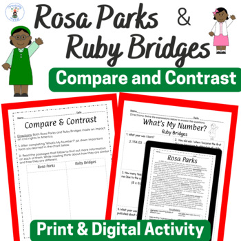 Preview of Compare and Contrast Rosa Parks and Ruby Bridges Activities