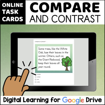Preview of Compare and Contrast SELF-CHECKING Tasks Google Classroom Digital Task Cards