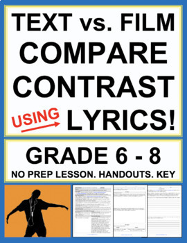 Preview of Book vs. Movie Compare Contrast with Lyrics & Music Videos | Printable & Digital