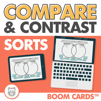 Preview of Compare and Contrast Sorts Boom Cards™️ Freebie for Speech Therapy & Teletherapy