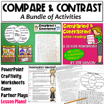Preview of Compare and Contrast Story Elements: Worksheets, Passages, & Graphic Organizers