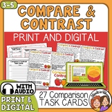 Compare and Contrast Task Cards Print or Digital with Audio Reading Strategy