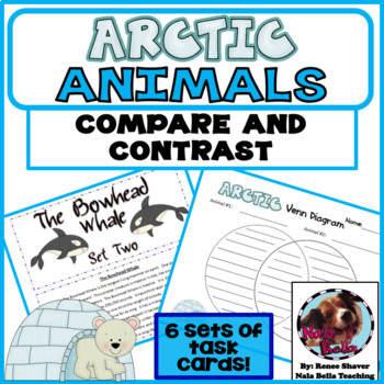 Preview of Compare and Contrast Task Cards Arctic Animals