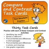 Compare and Contrast - Text Structure Task Cards - Print a