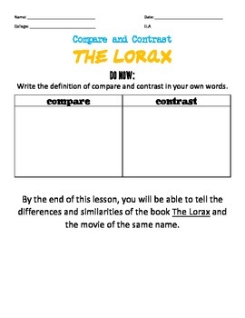the lorax worksheet
