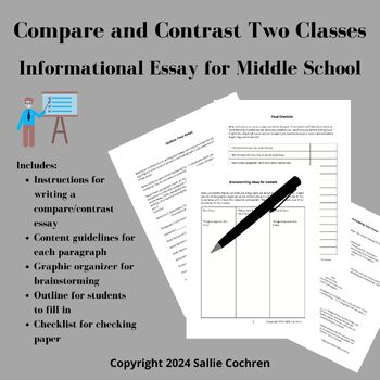Preview of Compare and Contrast Two Classes (Informational Essay Assignment, Middle School)
