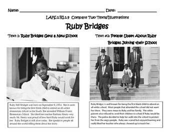 Preview of Compare and Contrast Two Ruby Bridges Illustrations and Texts