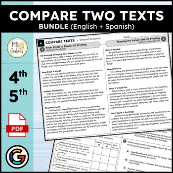 Preview of Compare and Contrast Two Texts on the Same Topic Paired Passage Writing Prompts