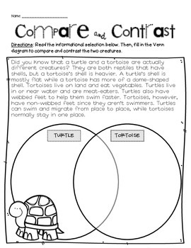 Compare and Contrast (Handouts) by Jacobs Teaching Resources | TpT