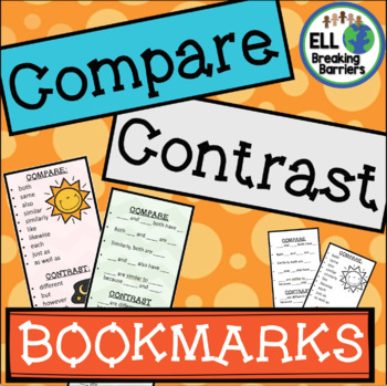 Compare and Contrast Writing Bookmarks, ELL Friendly