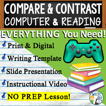 Preview of Compare and Contrast Essay Writing - Outline - Organizer - Video Games & Reading