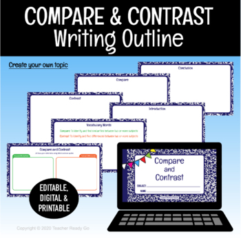 Preview of Compare and Contrast Writing Outline Template - EDITABLE