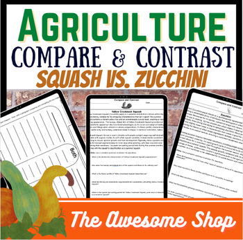 Preview of Compare and Contrast Zucchini vs Yellow Crookneck Squash Writing W/Support