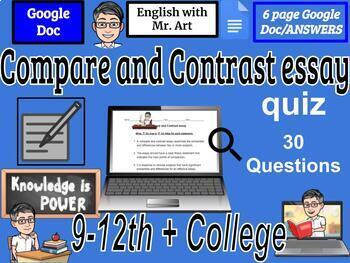 Preview of Compare and Contrast essay quiz - 9-12th grades/college - 30 True/False