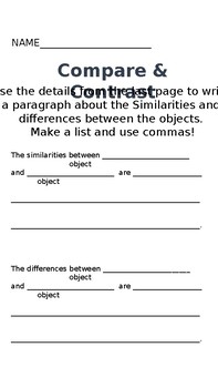 Preview of Compare and Contrast sentence starters