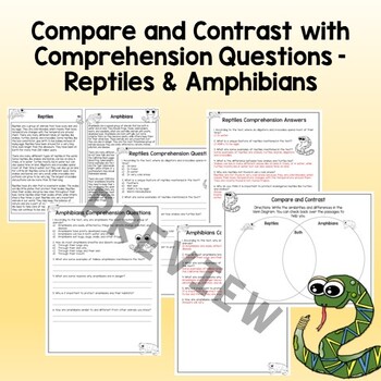 Compare and Contrast with Comprehension - Reptiles and Amphibians