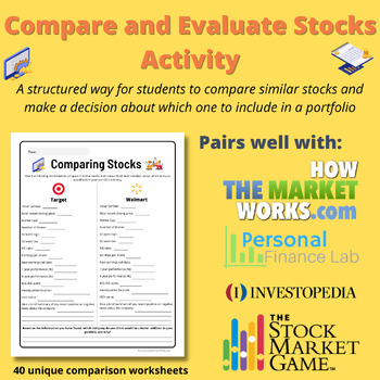 Preview of Compare and Evaluate Stocks | Stock Market Simulation Activity