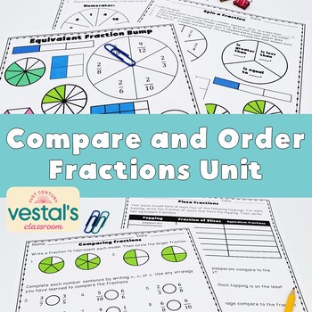 Preview of Compare and Order Fractions Lessons (Math SOL 4.NS.3) {Digital & PDF Included}