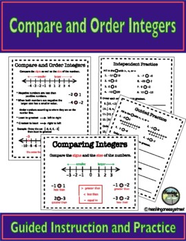 Preview of Compare and Order Integers 6th Grade Math Distance Learning