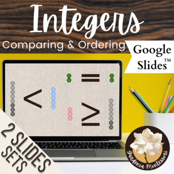 Preview of Compare and Order Integers Google Slides - Digital Montessori Signed Numbers