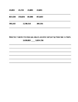 Compare and Order Large Numbers worksheet by Teaching ...