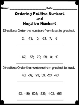 compare and order negative numbers by sped creations by mariea drain