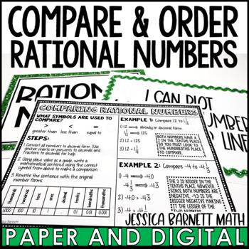 Preview of Compare and Order Rational Numbers Posters Reference Sheets Anchor Charts