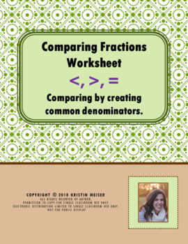 Preview of Compare and Ordering Fractions Handout
