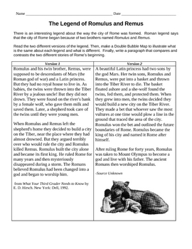 Preview of Compare/Contrast: The Legend of Romulus & Remus