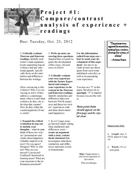 Preview of Compare/Contrast/Analysis of Experience