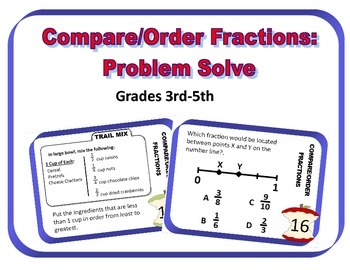 Preview of Compare/Order Fractions: Problem Solving Task Cards