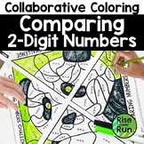 Comparing 2 Digit Numbers Coloring Worksheet for First Grade