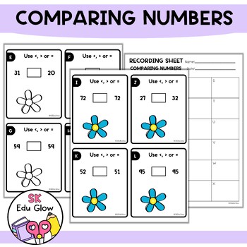 Preview of Comparing 2-Digit Numbers | Spring Math Task Cards | Place Value Activity