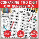Comparing 2 Digit Numbers Worksheets, Greater Than & Less 