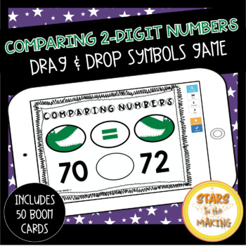 Preview of Comparing 2 digit numbers BOOM Cards Drag and Drop Symbols