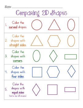 Preview of Comparing 2D Shapes - Worksheet and EASEL Activity