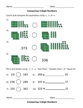 comparing 3 digit numbers by naiching liu teachers pay teachers