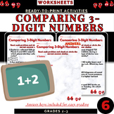 Comparing 3-Digit Numbers Worksheets | Math Word Problems - 3 Variations