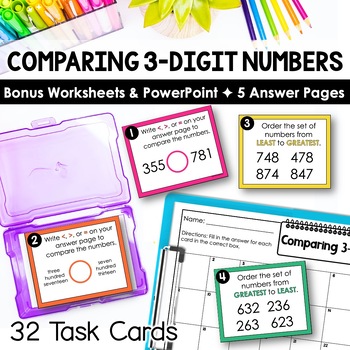 Preview of Comparing 3-Digit Numbers and Ordering 3-Digit Numbers Task Cards