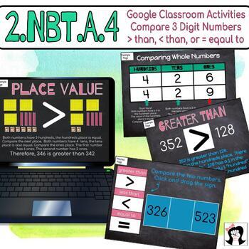 Preview of Digital Comparing 3 Digit Numbers (Google Slides) 2.NBT.A.4