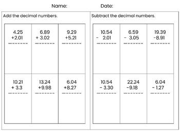 Preview of Comparing, Adding, and Subtracting Decimal Numbers and Rounding NWEA Practice