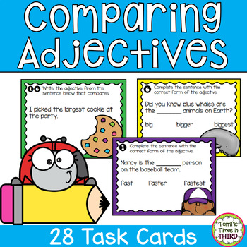 Preview of Comparing Adjectives Task Cards - Comparative and Superlative